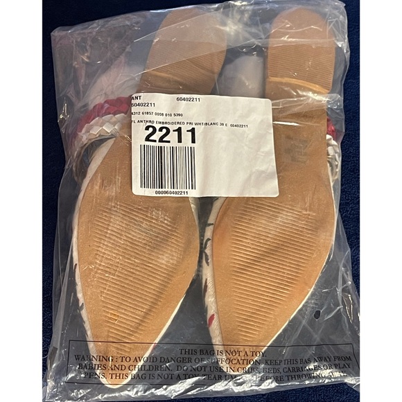 Anthropologie Paz Beaded Slides Red and White Floral Embroidered Mules SZ 8 NWT - Picture 6 of 11